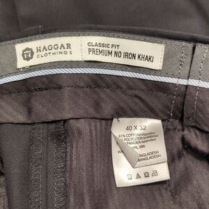 Mens Haggar Classic Fit No Iron Khaki Black 40x32
